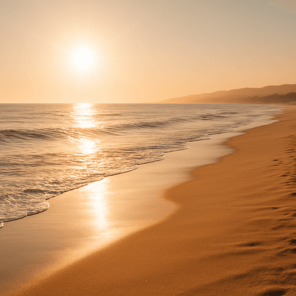 California beach at golden hour