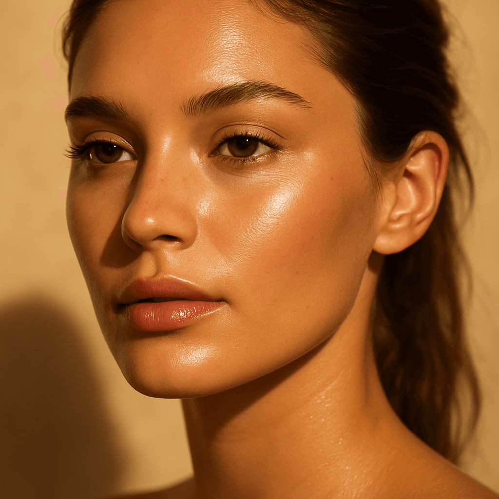 Close-up of radiant, natural skin
