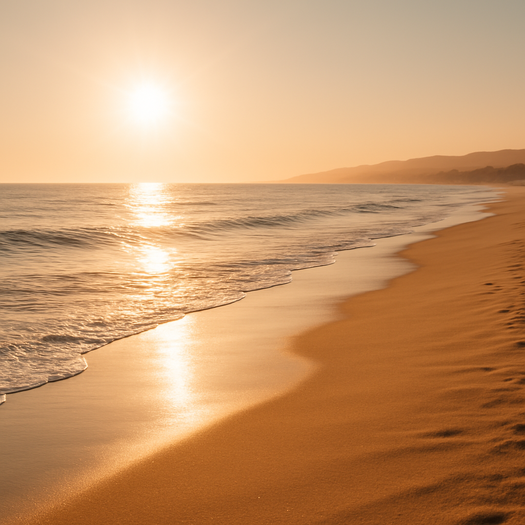 California beach at golden hour